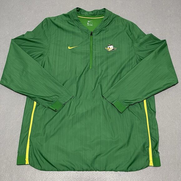 Oregon Ducks Jacket Mens XL Green Nike Sideline 1/4 Zip Coach Lightweight Vented - Picture 1 of 15